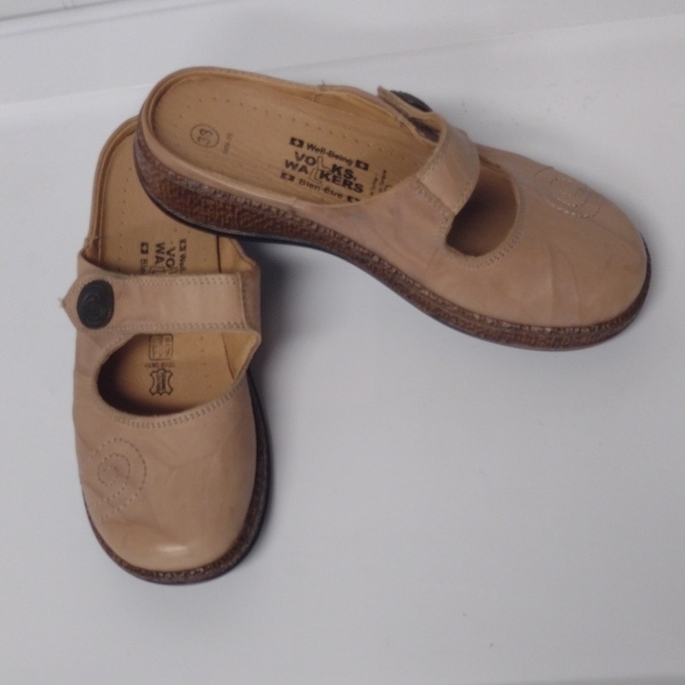 Tan Leather Mules Comfortable Clogs